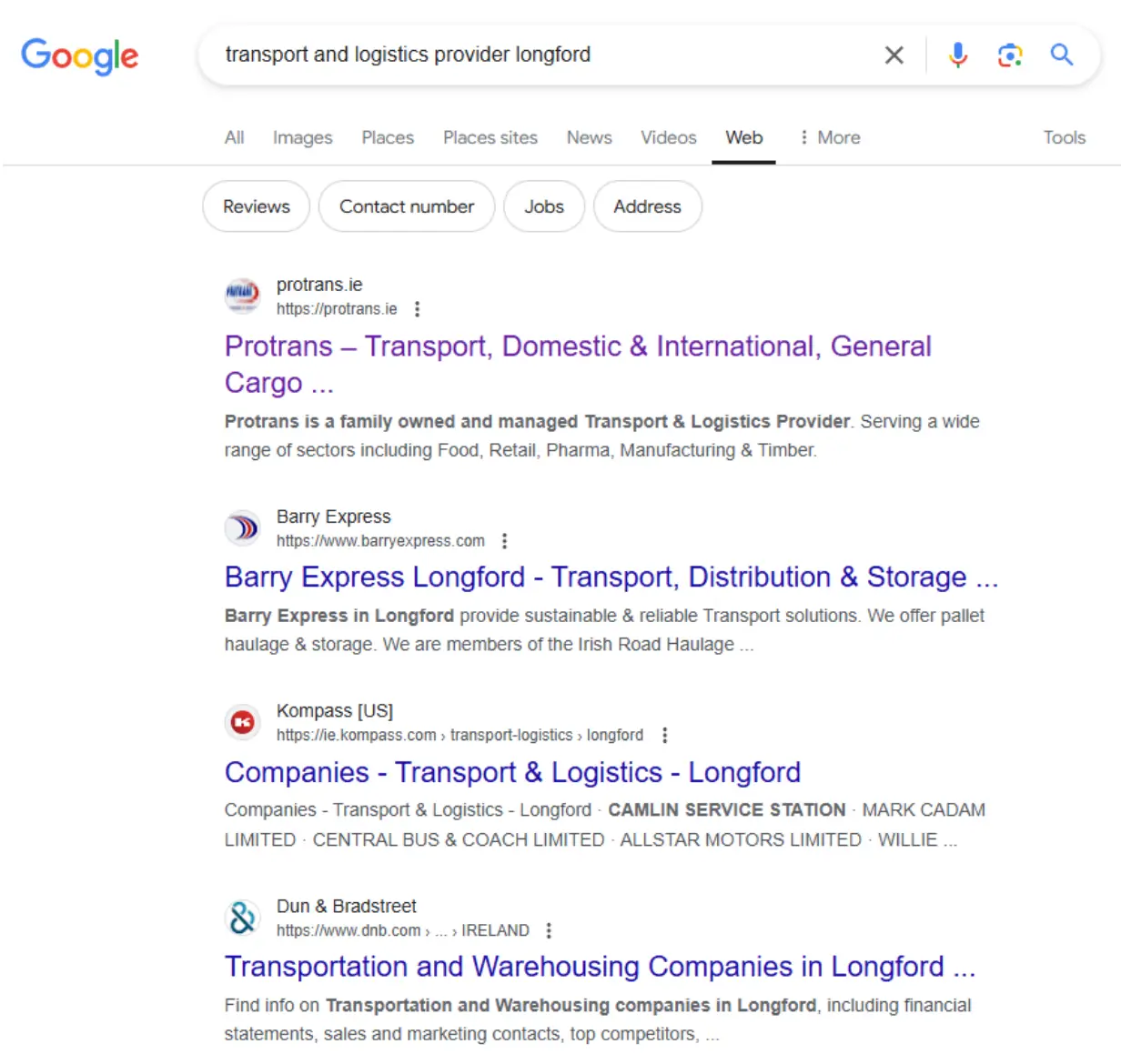 protrans google results