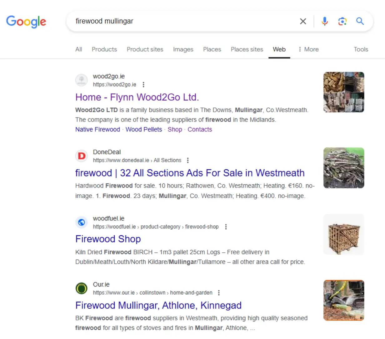 wood2go google results