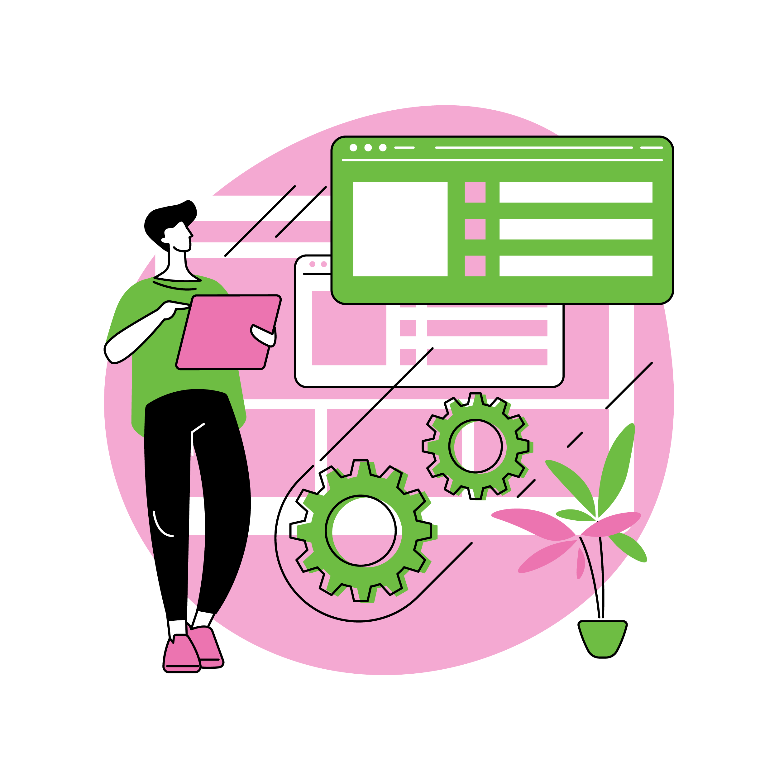 Website maintenance abstract concept vector illustration. Website service, webpage seo maintenance, web design, corporate site professional support, security analysis, update abstract metaphor.